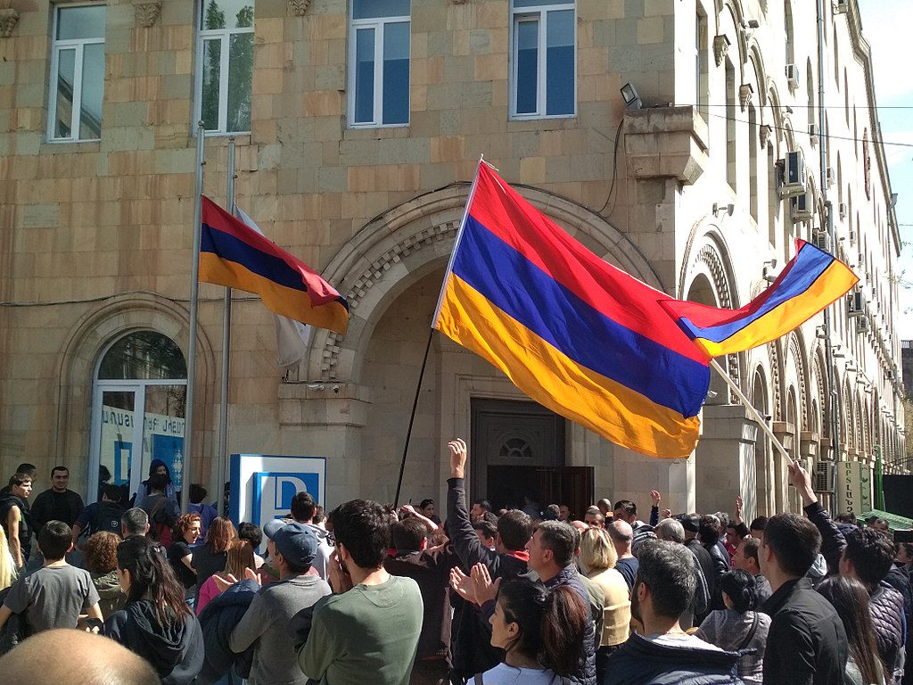 Armenian protesters in April 2018.