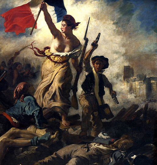 Detail from the painting Liberty Leading the People, by Eugène Delacroix, commemorating the French Revolution of 1830.