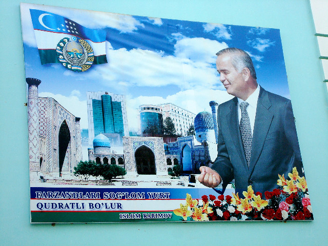 Poster of Islam Karimov in Bukhara, Uzbekistan, 2008.