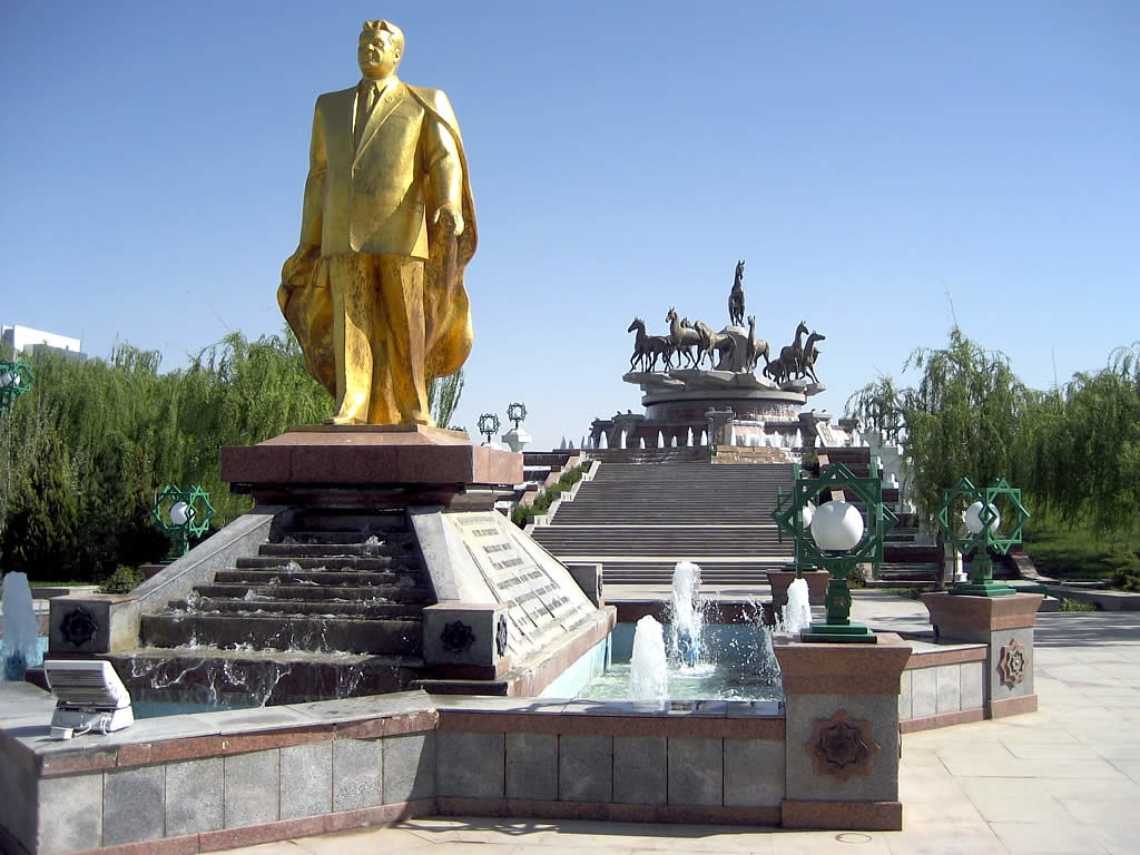 Statue of Saparmurat Niyazov in Ashgabat, Turkmenistan.