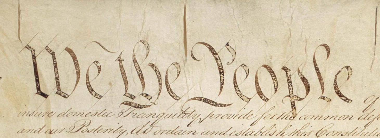 The beginning of the preamble in an original edition of the constitution.
