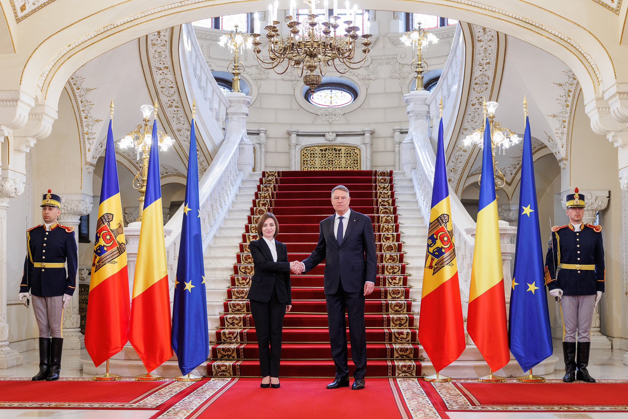 President Maia Sandu meeting President Klaus Iohannis in Bucharest, Romania, February 23, 2023.