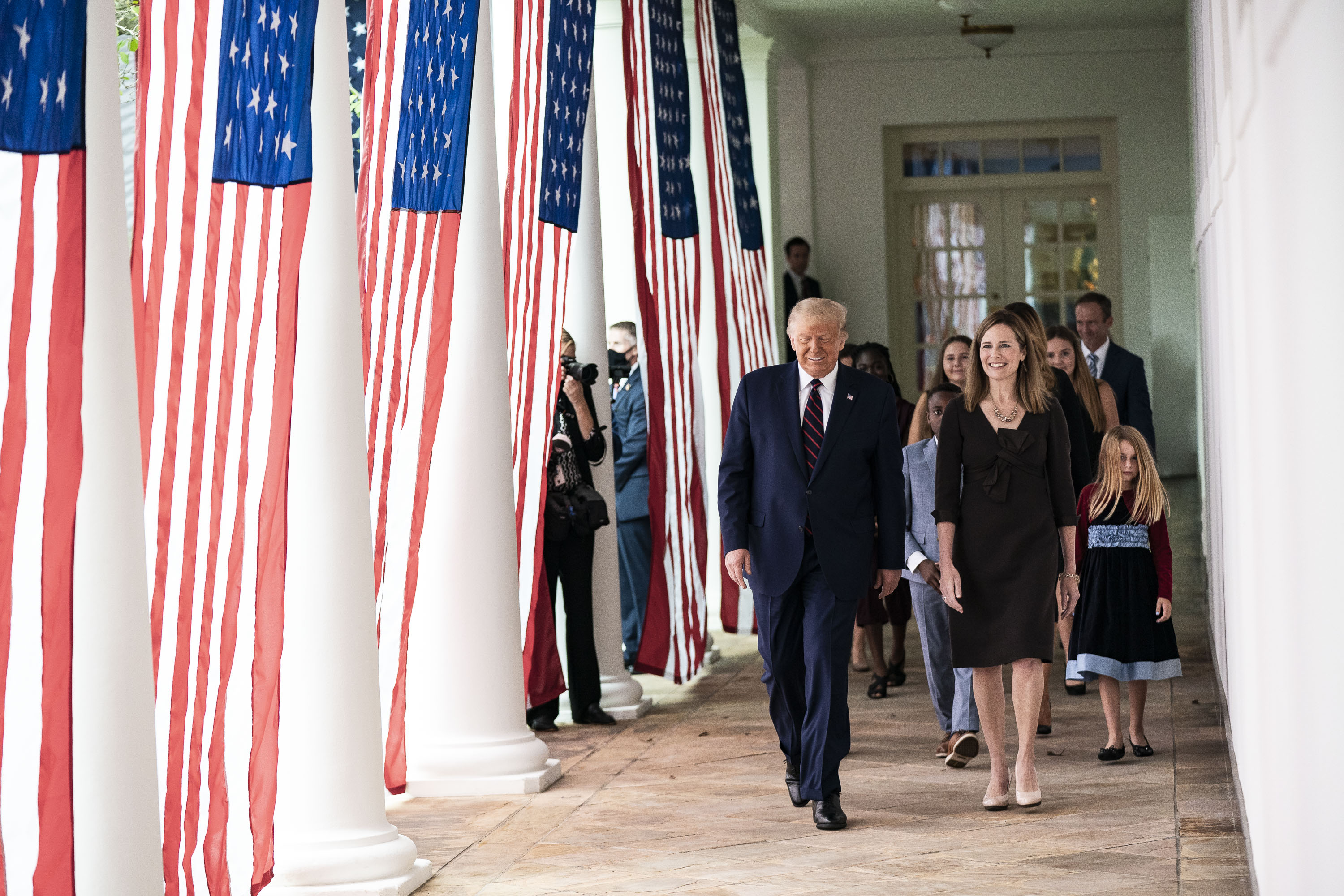 Former President Donald Trump and his third Supreme Court nominee, Amy Coney Barrett, 2020.