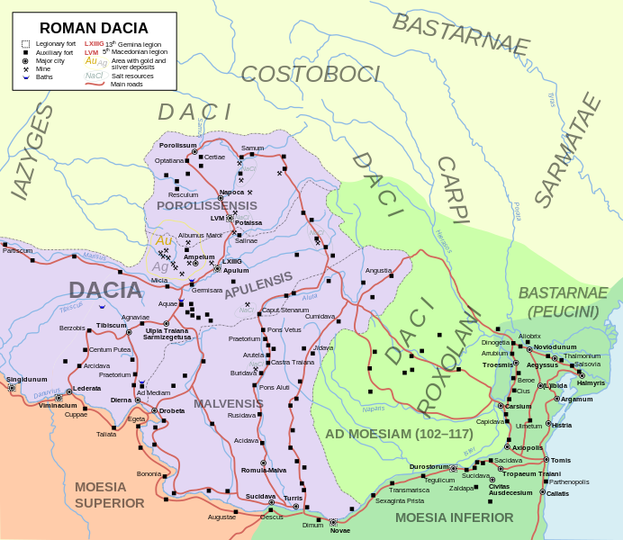 Roman Dacia included much of modern-day Romania, but not modern Moldova.