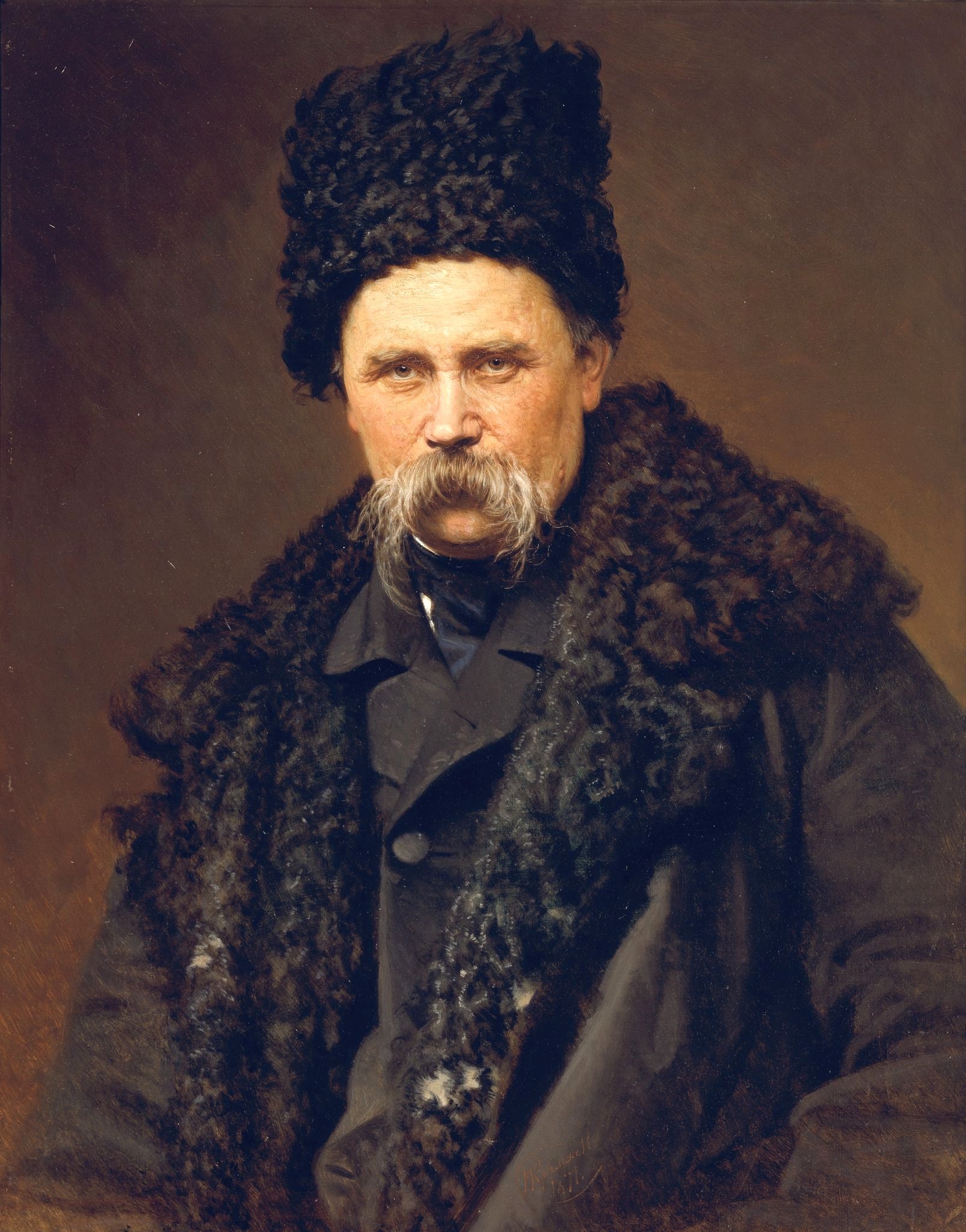 Shevchenko by Ivan Kramskoi upon his return from exile, 1871.