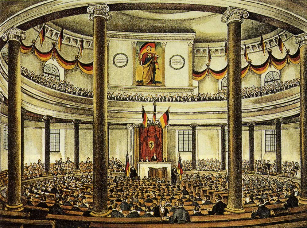 A session of the 1848 National Assembly held in St. Paul’s Church, Frankfurt. 