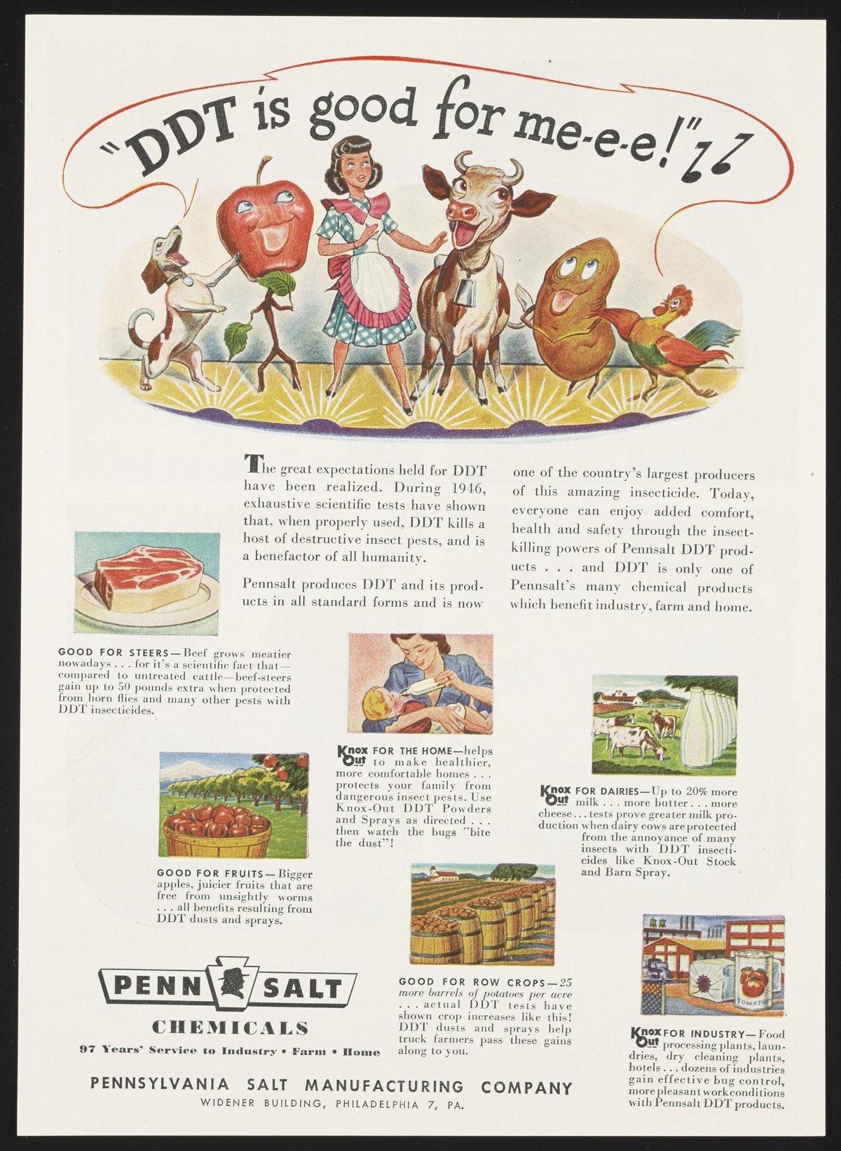 Advertisement for DDT featured in Time Magazine, June 30, 1947. This image illustrates the rosy reputation that pesticides enjoyed before the publication of Silent Spring.