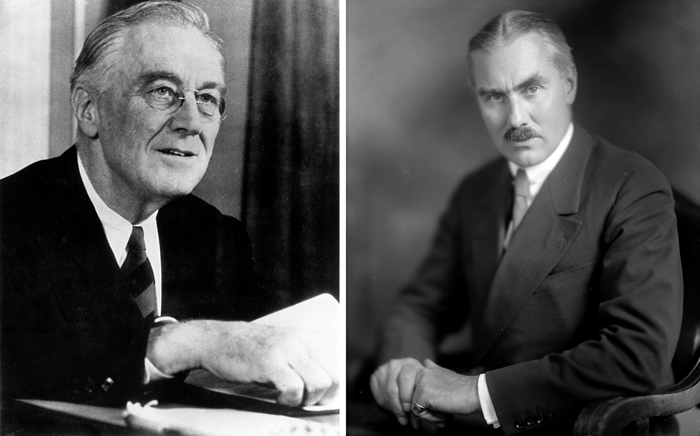 On the left, U.S. President Franklin D. Roosevelt. On the right, Joseph Grew.