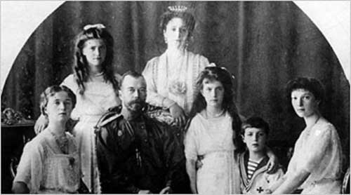 Nicholas II, the Empress Alexandra, and their children.