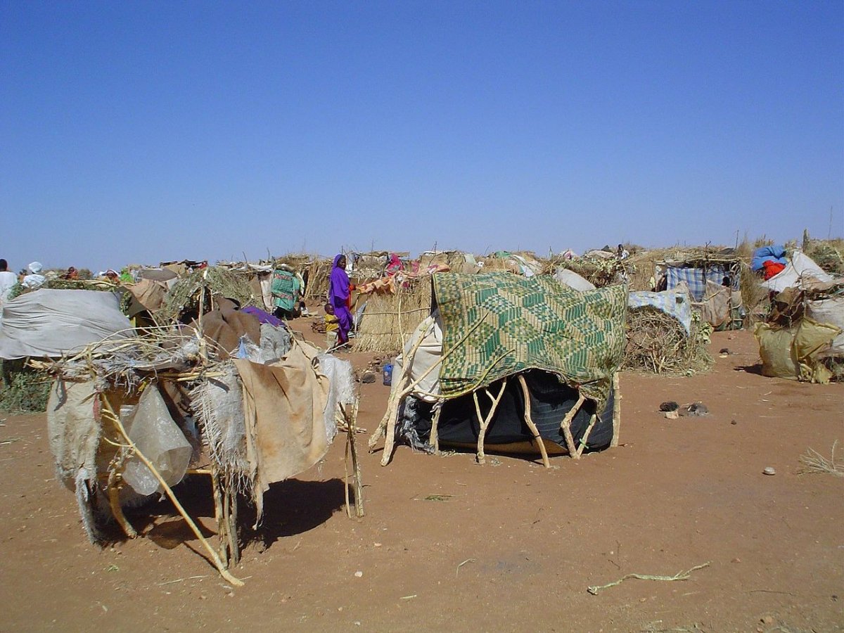 Makeshift shelters at an Internally Displaced Persons camp in South Darfur in 2005