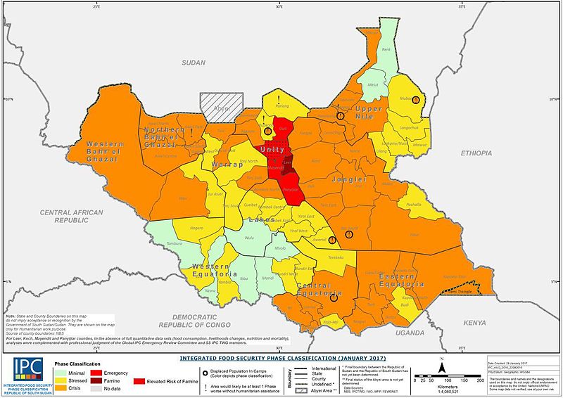 A 2017 map of South Sudan’s food insecurity situation