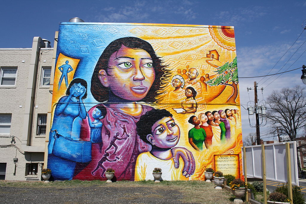 Artist Joel Bergner's mural in Brooklyn, New York.