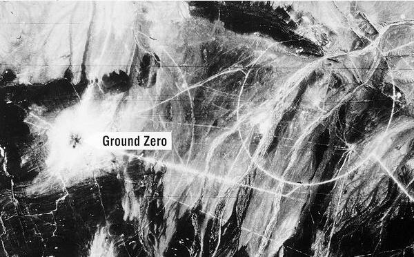 An image taken by a U.S. intelligence satellite of the Lop Nur Nuclear Test Range in China in 1964.