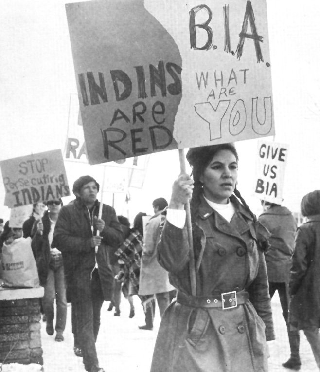 Members of the Native American Youth Council demonstrating against the Bureau of Indian Affairs.