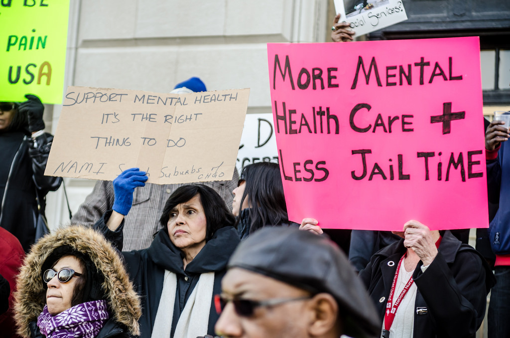 A vigil for increasing mental health care at Cook County Jail in 2014