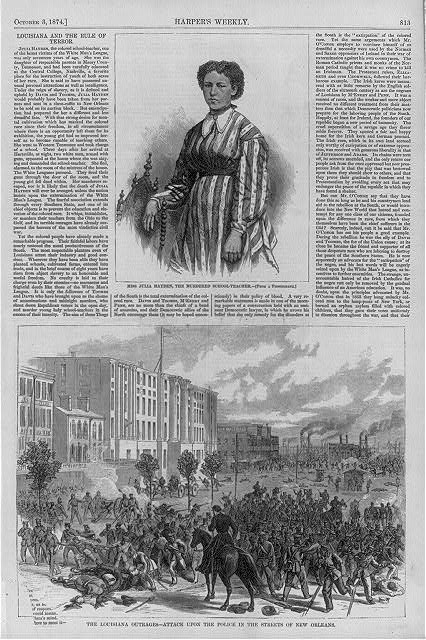 Harper's Weekly page illustrating a story on Julia Hayden.