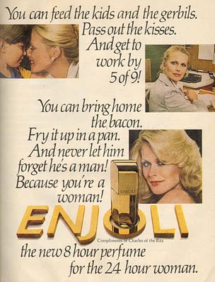 A 1978 advertisement for Enjoli perfume in Vogue.