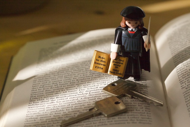 Martin Luther as a Playmobil figure that was released to commemorate the 500 year anniversary of the 95 Theses.