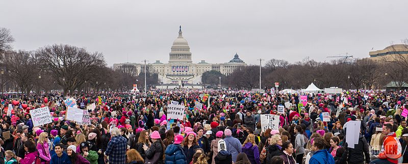 Demonstrators on the National Mall for the Women’s March in January 2017.