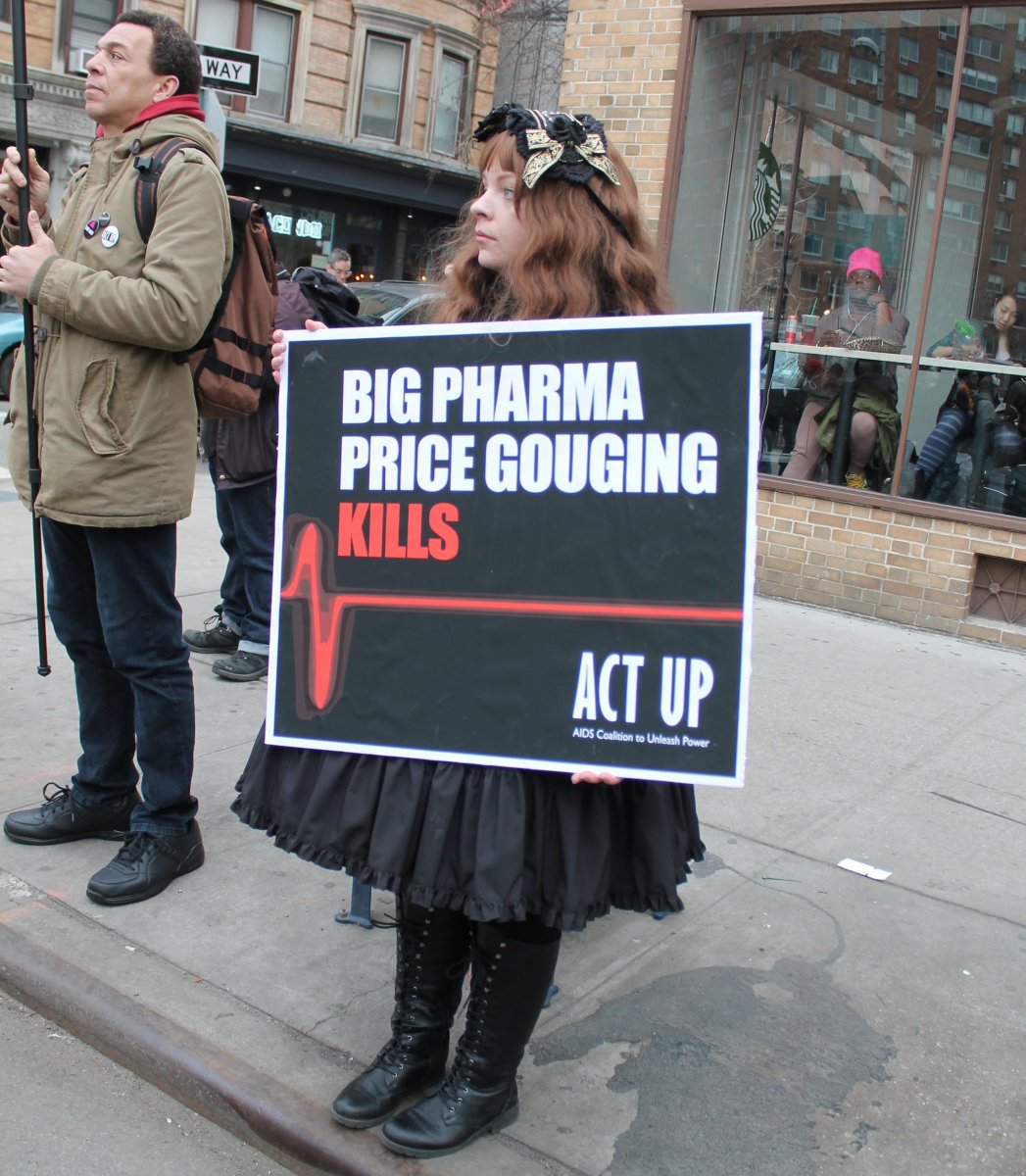 A protester at the 30th Anniversary Gathering Rally NYC AIDS Memorial in 2017.