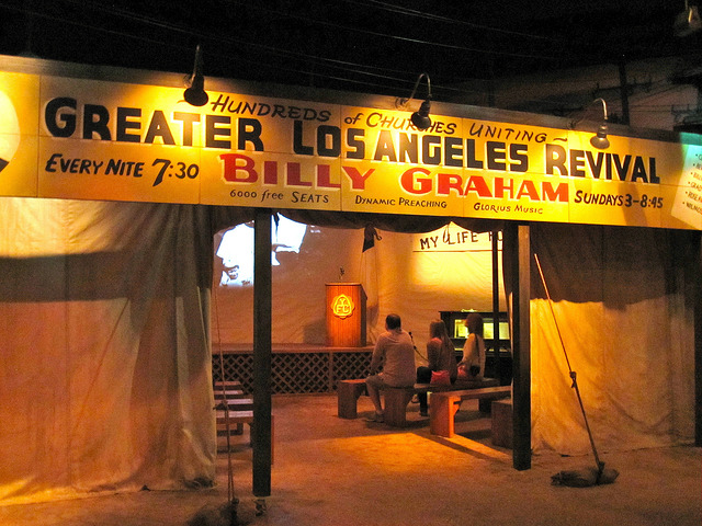 A recreation inside the Billy Graham Library of his 1949 tent revival.