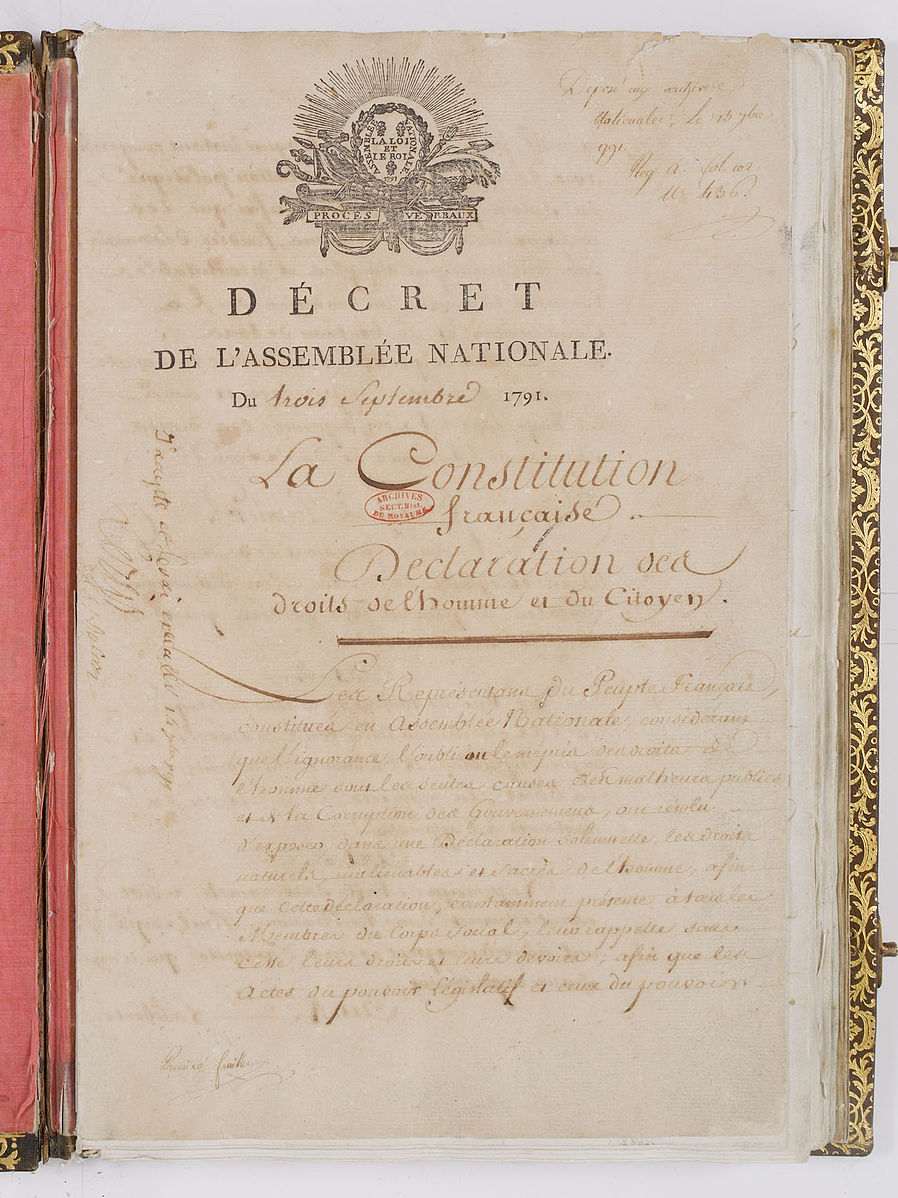 The French Constitution of 1791, which established a constitutional monarchy