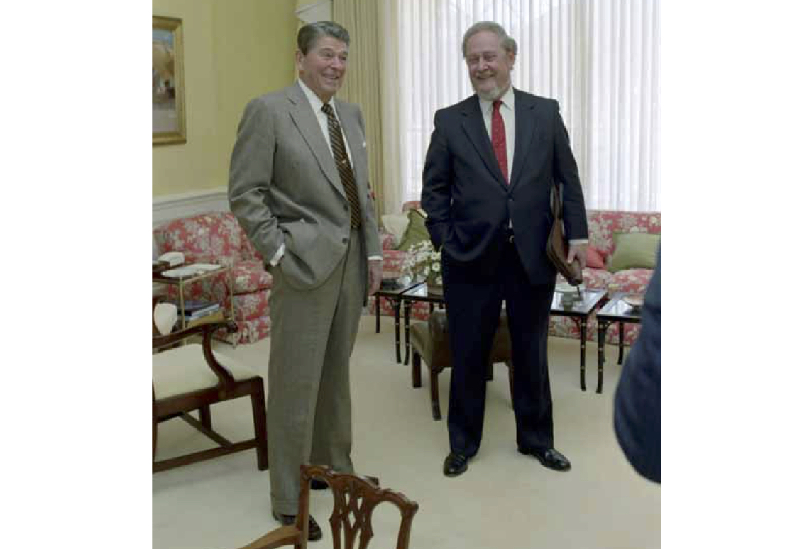 President Ronald Reagan with his nominee to the Supreme Court, Robert Bork.