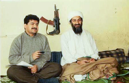 Osama bin Laden in an interview with Pakistani journalist Hamid Mir.