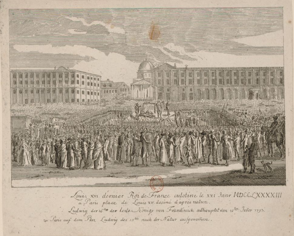 Crowds gathered to watch the execution of the king at the Place de la Révolution