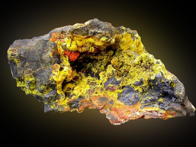 A schoepite-curite-uraninite specimine from the Shinkolobwe mine.