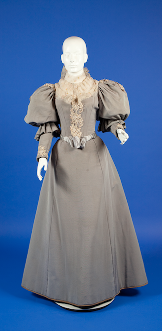 1890s grey silk dress.