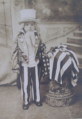 Author's grandfather wearing an Uncle Sam costume as a child.