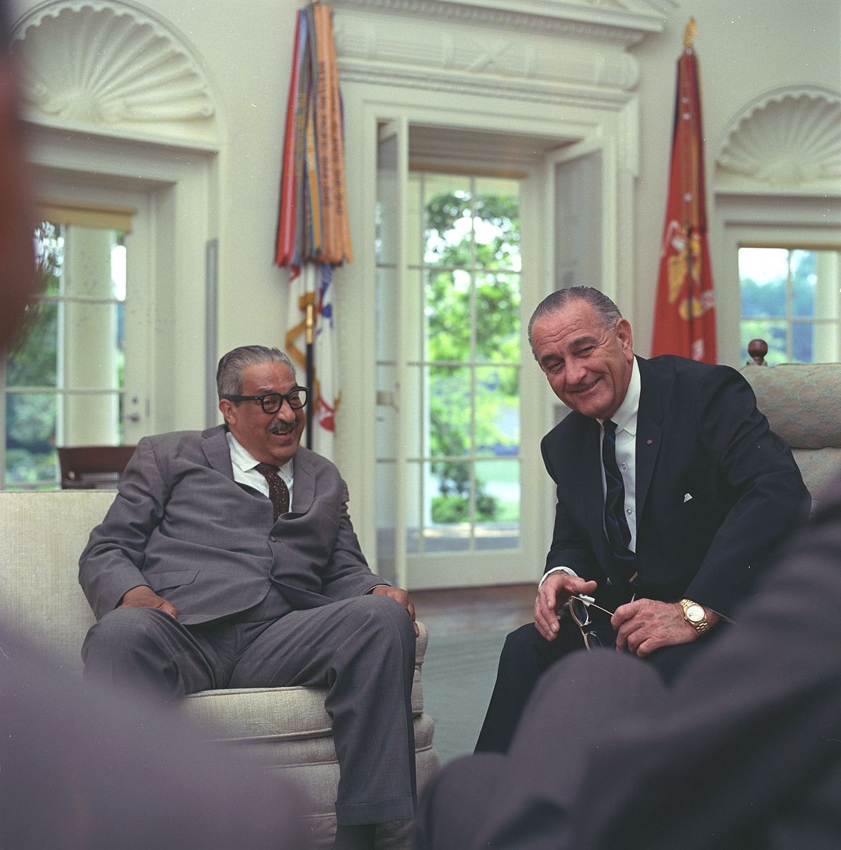 Thurgood Marshall pictured with Lyndon B. Johnson.