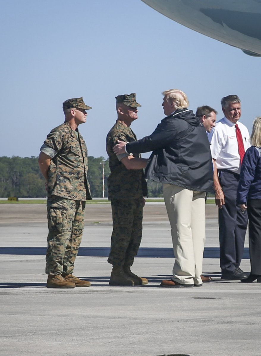 President Donald J. Trump greets Brig. Gen. Karsten Heckl.
