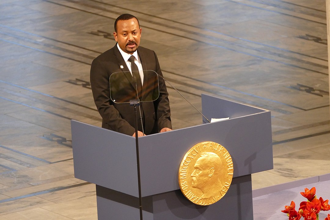 Abiy Ahmed Ali accepts his Nobel Peace Prize in Oslo, 2019.