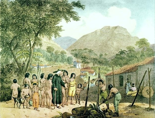 Johann Moritz Rugendas’ painting of a Christianized Tapuyos Indian village.