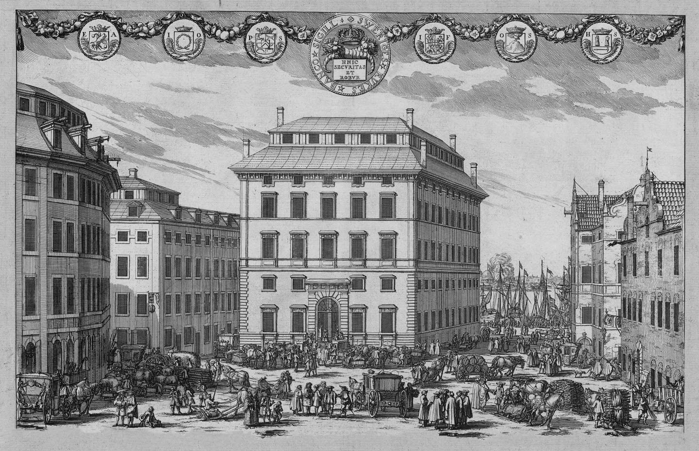 The Riksbank of Sweden moved to the building pictured above in Stockholm in 1680.