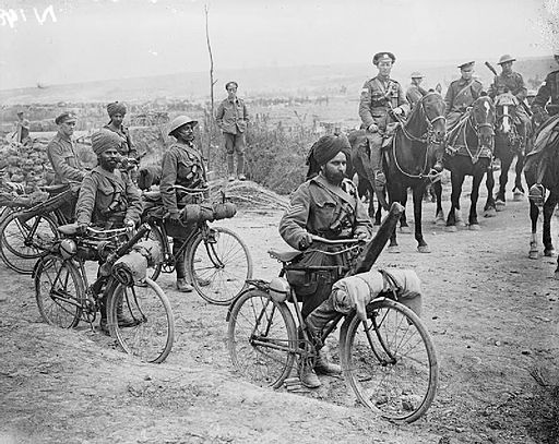 Indian bicycle troops are pictured at the Somme in 1916.