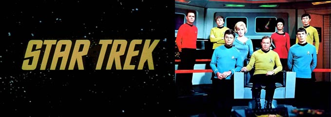 On the left, Star Trek: The Original Series logo. On the right, the show's 1968-1969 third season cast.