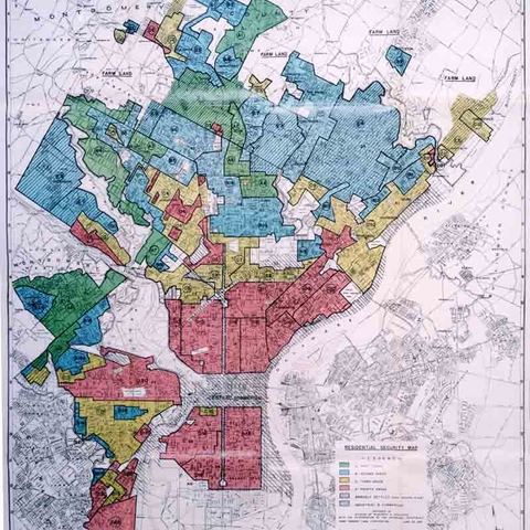 HOLC Map outlining Redlining in 1930s Philadelphia