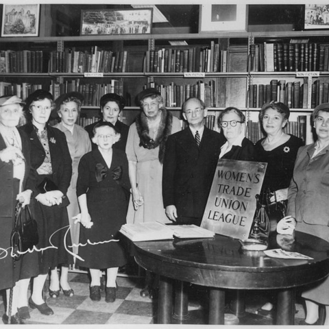 Former First Lady Eleanor Roosevelt with members of The Women’s Trade Union League.