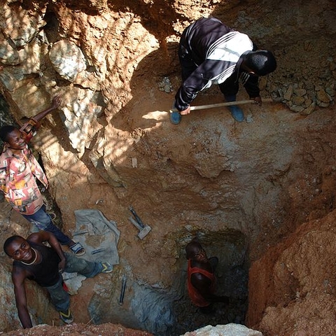 Workers in a wolframite and casserite mine in the Congo.