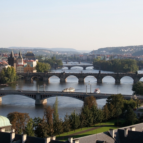 Vltava River in Prague, as viewed from Prague Castle  