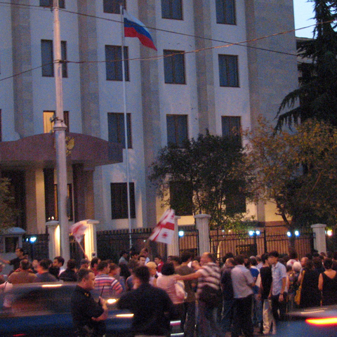 Demonstration outside the Russian embassy in Tbilisi, Georgia