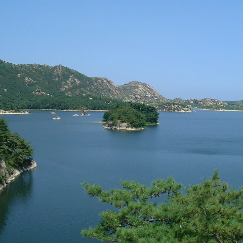 Lake Samilpo in the Kumgangsan Mountains. A "special tourist area" operated by Hyundai Corporation