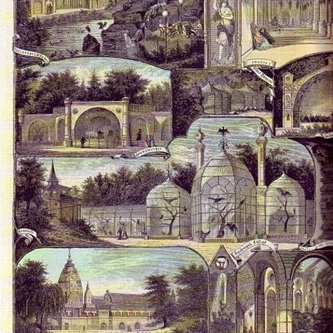 Depiction of the buildings at Berlin’s Zoological Garden.