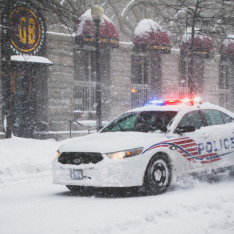 DC Police Car in the snow