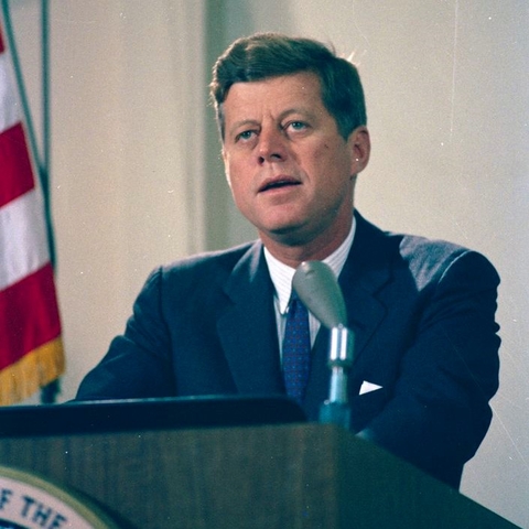 President John F. Kennedy delivers an address on the Cuban Missile Crisis in 1962.