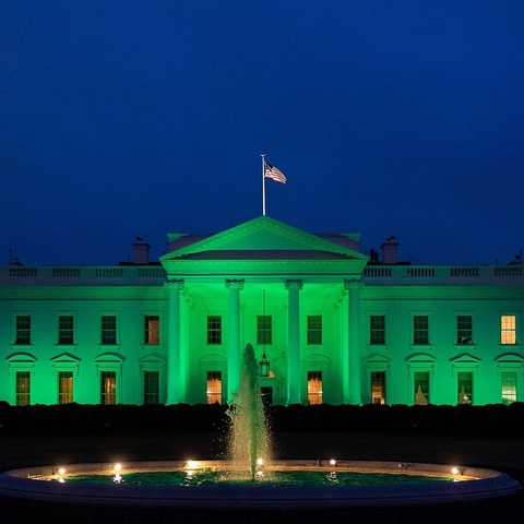 The White House lit in green light for St. Patrick's Day.
