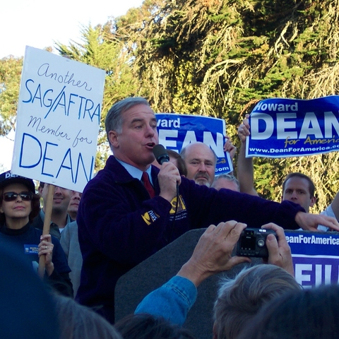 Howard Dean speaking at a rally in 2003.